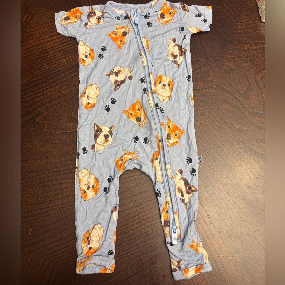 Little Bums Bums Dog Print Short Sleeve Romper 3-6 Months